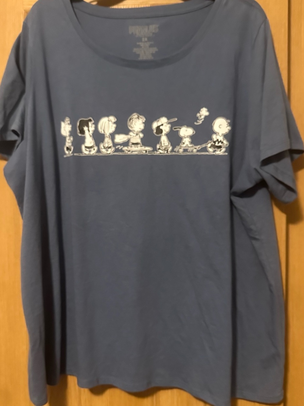 Peanuts Blue Short Sleeve Tee with White Peanuts Character Line Art